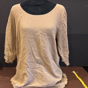 Soft Surroundings Beige Textured Blouse